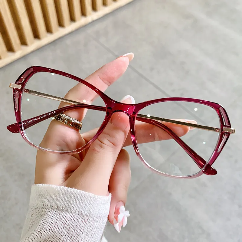 Nieuwe Designer Vrouwelijke Cat Eye Frames Anti Blauw Licht Brillen Optische Lenzenvloeistof Bril Gift Sets Voor Vrouwen