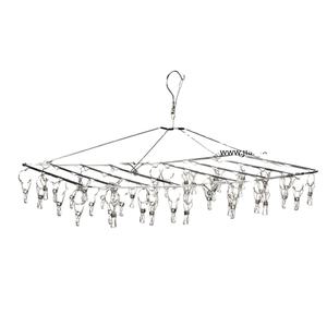 Hot Sales Square Shape 44 <strong>Clips</strong> Clothes Stocks <strong>Hanger</strong> and Folding Stainless Steel Socks <strong>Hanger</strong> Peg and Drying Rack - Product Image 1