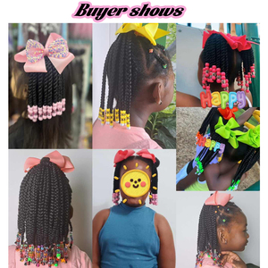 Coleta Vivian para niños con lazo y caja de cuentas estilo trenzado trenzas negro blanco cuentas transparentes extensión de cabello para niños - Product Image 3