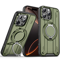 Étui antichoc en TPU+PC avec support rotatif à 360° et logo personnalisé pour iPhone 18 Pro Max 17 Pro, coque OEM en gros pour OPPO A3 A5 Pro