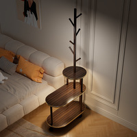 Table de chevet multifonctionnelle moderne en bois massif, lampe, porte-manteau, étagère de rangement intégrée pour chambre à coucher, table d'appoint mobile, petite table