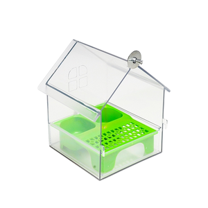 Transparent Rectangle Shaped Parrot Feeding Station <b>Large</b> Capacity Durable Plastic Hanging Feeding Trough Feeder - Product Image 1