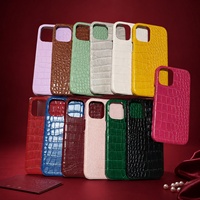 Étui de téléphone de luxe en cuir de crocodile antichoc pour iPhone