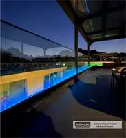Balustrade en verre LED RGB à économie d'énergie, avec changement de couleur, en aluminium, profil en U pour escalier et terrasse |   Dimmable