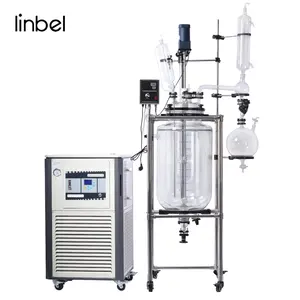 Jacketed Glass Reactor Factory UL Certificate Lab Chemical Bioreactor Jacketed Glass Agitator Coated Tank 5L 10L 20L 50L 100L 200L Double Layer Glass Reactor