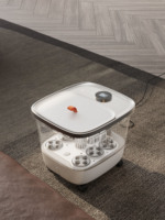 NINGDECRIUS Elektrisches Shiatsu Spa Fußmassagegerät mit beheiztem Becken, Zeitsteuerung, PP&ABS Material, AC 220V, Schwarz, CE