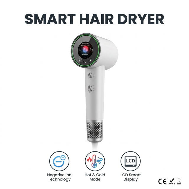 Grip Sensor High Speed Hair Dryer 1600W Ionic Blow Dryer