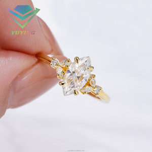 แหวนเพชร CVD/HPHT ทรงมาร์คีส์ ทองคำแท้ 10k/14k  พร้อมใบรับรอง IGI น้ำหนัก 0.5-2 กะรัต สำหรับแหวนแต่งงาน/หมั้น เป็นของขวัญ - Product Image 3