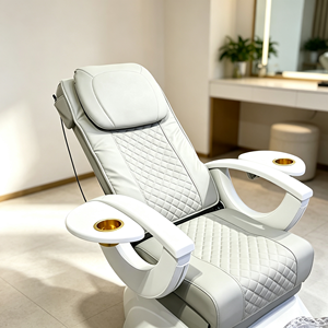 Fauteuil de pédicure électrique de luxe avec cuvette en verre, fauteuil de pédicure spa inclinable en cuir PU, fauteuil de massage pour les pieds - Product Image 5