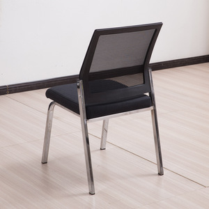 Conference <b>Chair</b> Mesh Back Black Fabric Stackable No Armrests Electroplated Frame JM-5370 - Product Image 2