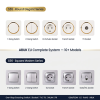 Abuk yüksek kalite ab avrupa PC 86 yuvarlak kare Panel 1 Gang 2 yollu mekanik elektrik güç ışığı duvar anahtarları ve prizler