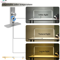 Table à ongles carrée pliable grande taille, couleurs ajustables, lumière demi-lune pour salon de beauté, lampe de bureau rose pour ongles