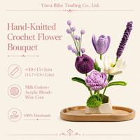 Ensemble de bouquets faits main en crochet transfrontalier BH : tulipes, lavande, roses, fleurs séchées et artificielles de Chine pour la décoration florale de la maison