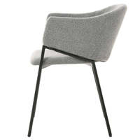 Fauteuil de salle à manger contemporain en tissu gris écologique avec pieds en métal pour l'ameublement de la maison