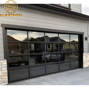 맞춤형 솔루션 현대 전기 자동 알루미늄 블랙 강화 유리 오버 헤드 차고 문 빌라 - Product Image 3