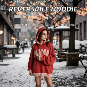 Sudadera con Capucha Reversible Extra Grande para Mujer, 400GSM, Felpa Francesa, Tejido Grueso, Estilo Urbano - Product Image 2