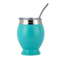 Tasse à maté argentine en acier inoxydable de 12 oz avec paille bombilla |   Gourde isotherme à double paroi pour Yerba
