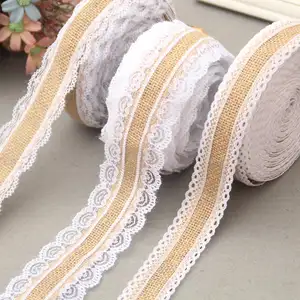 Diy Handmade Wedding Decoration Burlap Lace Ribbon Flower Lace Trim Trimming Wired Ribbon For Crafts Wedding Party