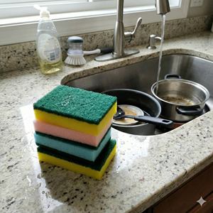 Éponge à récurer à <span class=keywords><strong>action</strong></span> rapide, tampon de nettoyage rapide pour les graisses tenaces de la cuisine, applicateur multi-surfaces - Product Image 4