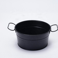 Mini seau à glace antirouille en métal, plateau noir pour snacks avec poignée, idéal pour bar, restaurant, apéritifs et frites