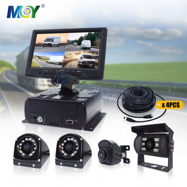 7 Inch 720P 4 Bus Cameras 4G WIFI GPS Blackbox Heavy Duty Mining Truck DVR Camera System