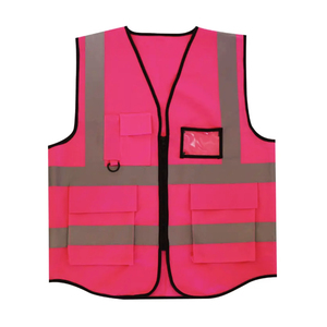 Class 2 Women High <strong>Viz</strong> pink Safety Vest Multi Pocket Custom logo Zipper Front Reflective Safety Vests for Construction Workers - Product Image 2
