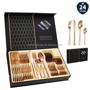 <span class=keywords><strong>Vendita</strong></span> Diretta dalla Fabbrica Set di Posate Classiche <span class=keywords><strong>in</strong></span> Acciaio Inox 18/0 da 24 Pezzi Oro Nero Arcobaleno Cucchiai Forchette Coltelli Sostenibili - Product Image 4