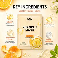 Masque facial en feuille de collagène PDRN OEM, masque facial en feuille à la vitamine C, éclaircissant, atténuant les taches brunes, unifiant le teint, hydratation intense