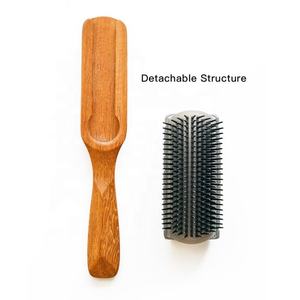 Brosse à cheveux démêlante <span class=keywords><strong>Denman</strong></span> détachable de haute qualité à 9 rangées avec manche en bois écologique et logo personnalisé, très vendue - Product Image 6