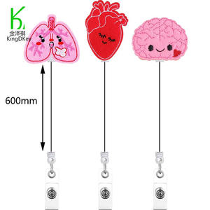 Portabadge retrattile portabadge per infermiera Brain Badge Reel porta etichette in feltro con Clip Clip per Badge identificativo del cuore del polmone - Product Image 2