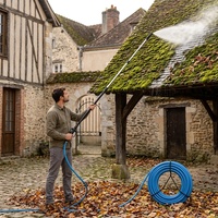 Perche télescopique en fibre de carbone alimentée en eau, perche de lavage extensible à longue portée pour le nettoyage des toits, des murs et des façades
