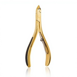 Coupe-ongles enduit d'or avec poignée souple avec lame russe super tranchante Logo personnalisé et emballage - Product Image 1