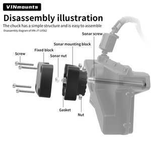 Support de sondeur VINmounts à fixation par pince, réglable à 360°, pour Garmin LiveScope Plus LVS62, en nylon renforcé et acier inoxydable, pour la pêche - Product Image 4