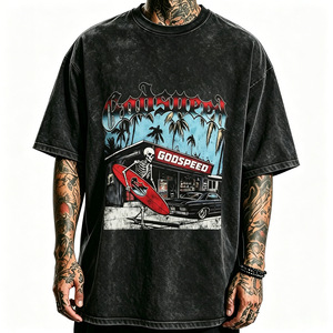 Vintage Acid Wash Oversized <b>Men</b> T Shirt 100% Cotton O Neck Short Sleeve Graphic Streetwear Custom Logo - Product Image 4