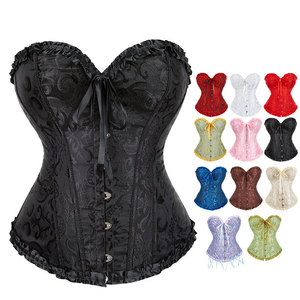 <span class=keywords><strong>Corsetto</strong></span> Bustier da <span class=keywords><strong>Donna</strong></span> Senza Spalline con Fiocco e Pizzo Floreale Tinta Unita, <span class=keywords><strong>Top</strong></span> <span class=keywords><strong>Corsetto</strong></span> Rosso Overbust per Natale - Product Image 2