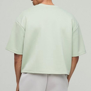 <span class=keywords><strong>T</strong></span>-<span class=keywords><strong>Shirt</strong></span> di Lusso Stile <span class=keywords><strong>Scuba</strong></span> con Spalle Scoperte, 100% Cotone, Stampa Personalizzata del Logo, Verde Chiaro Tinta Unita per Uomo - Product Image 2