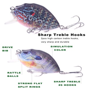 Realistic Printed ABS Sunfish Fishing <strong>Crankbait</strong> 6cm 14.5g Built-in Rattle Balls Attractant Hard Lure Midwater Baits <strong>for</strong> - Product Image 4