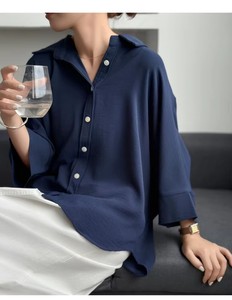 Japanese Style Plus Size Oversized Linen Lapel Blouse <strong>Women</strong> Loose Solid Color Feifei Sleeve <strong>Shirt</strong> Summer <strong>Beach</strong> Daily Wear - Product Image 3