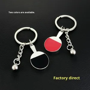 Llavero de metal personalizado con colgante de pelota deportiva, raqueta de ping-pong, llavero de aleación, llavero de raqueta deportiva, llavero para coche, regalo deportivo - Product Image 2