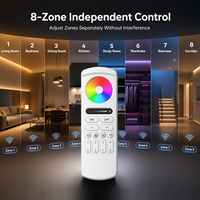 8 Zona Pengontrol Layar Sentuh Nirkabel LED RGBCCT Strip RF Remote Control Pencahayaan Strip RGBW Dengan Tombol Cincin Sentuh