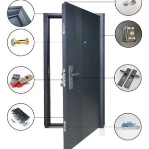 Sofia Premium Black Metal Front Entry <b>Door</b> Anti-Theft Swing Manual Opening With Silver Handle <b>Trim</b> Decorative Pattern Design - Product Image 2