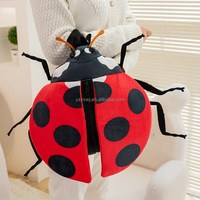 Sac à dos en peluche insecte coccinelle dessin animé drôle et créatif, marron et vert, vente en gros