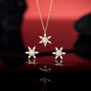 Hübsche Mode vergoldete und versilberte glänzende Zirkon Sonnenblume Ohr stecker mit Anhänger Halskette Schmuck Set für Frauen Geschenk - Product Image 1