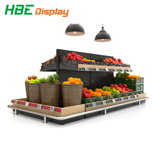 Étagère de présentation de fruits de style île <span class=keywords><strong>en</strong></span> métal et <span class=keywords><strong>bois</strong></span> <span class=keywords><strong>avec</strong></span> caisse - Product Image 6