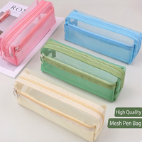 Étui à crayons portable, sac à crayons transparent en nylon personnalisé, sac de rangement à fermeture éclair, sac de papeterie scolaire pour enfants