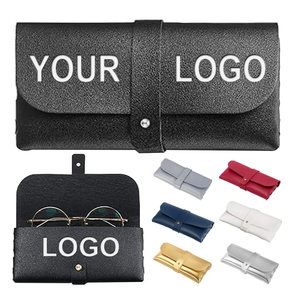 热销黑色皮革太阳镜袋豪华搭扣PU皮革太阳镜盒防刮防尘眼镜盒 - Product Image 1