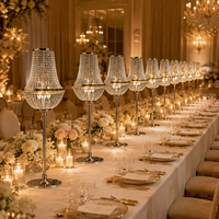 Lustre de mariage LED à piles, nouveau support en cristal doré, centre de table lumineux rechargeable pour décorations de mariage