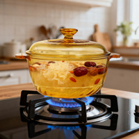 Ustensiles de cuisine, nouveau design, vente en gros, pot en verre borosilicate ambré, verrerie, casserole, micro-ondes