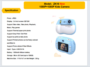 Dernier modèle d'<span class=keywords><strong>appareil</strong></span> <span class=keywords><strong>photo</strong></span> instantané HD <span class=keywords><strong>avec</strong></span> capteur CMOS double objectif, filtre, écran 2,4'', grand angle 140°, pour enfants de 3 à 12 ans, Noël, anniversaire - Product Image 6