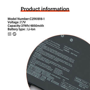 Batterie C21N1818-1 7.7V 37Wh véritable C21N1818 pour <span class=keywords><strong>Asus</strong></span> pour <span class=keywords><strong>Vivo</strong></span> <span class=keywords><strong>Book</strong></span> 15 F512FA X512FA X512FL - Product Image 6